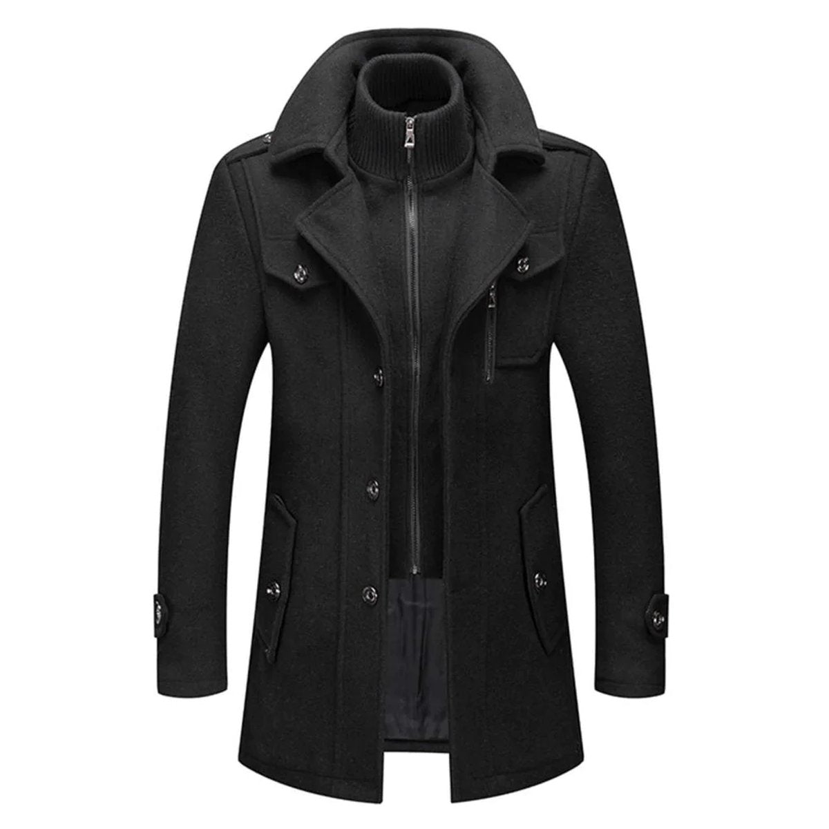 Men's Double-Layer Wool Blend Single-Breasted Overcoat product view