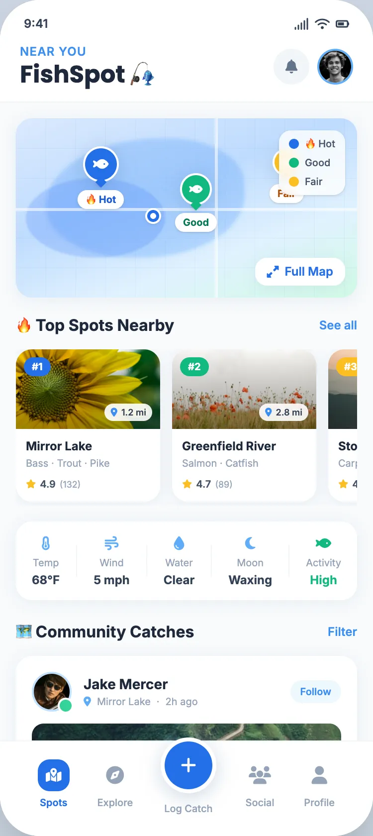 Fishing app screen