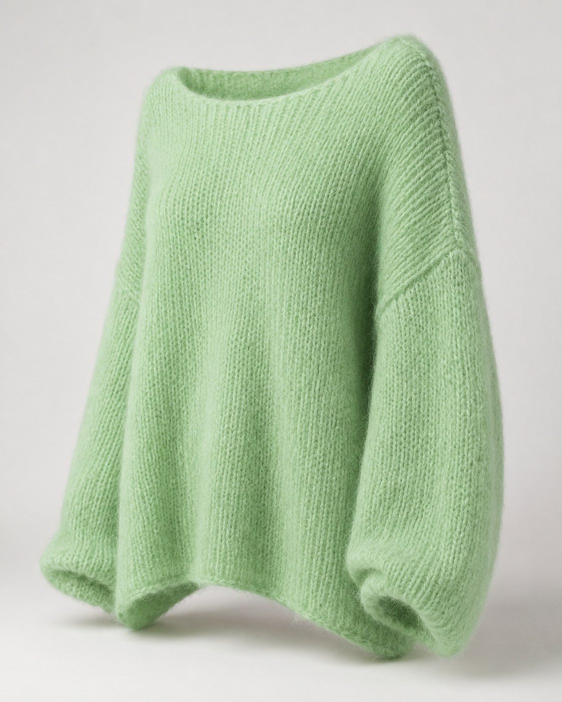 Oversize-Mohair-Strickpullover - Salbeigrün