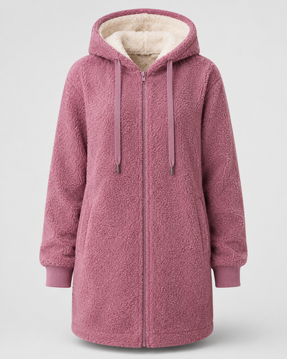 Sherpa-Fleece-Kapuzenmantel mit Reißverschluss - Futter