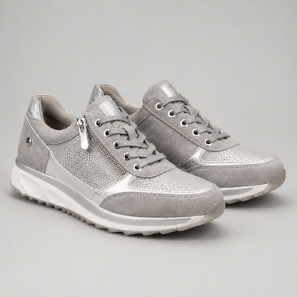 Sneaker mit Metallic-Reißverschlussdetail - Silbergrau