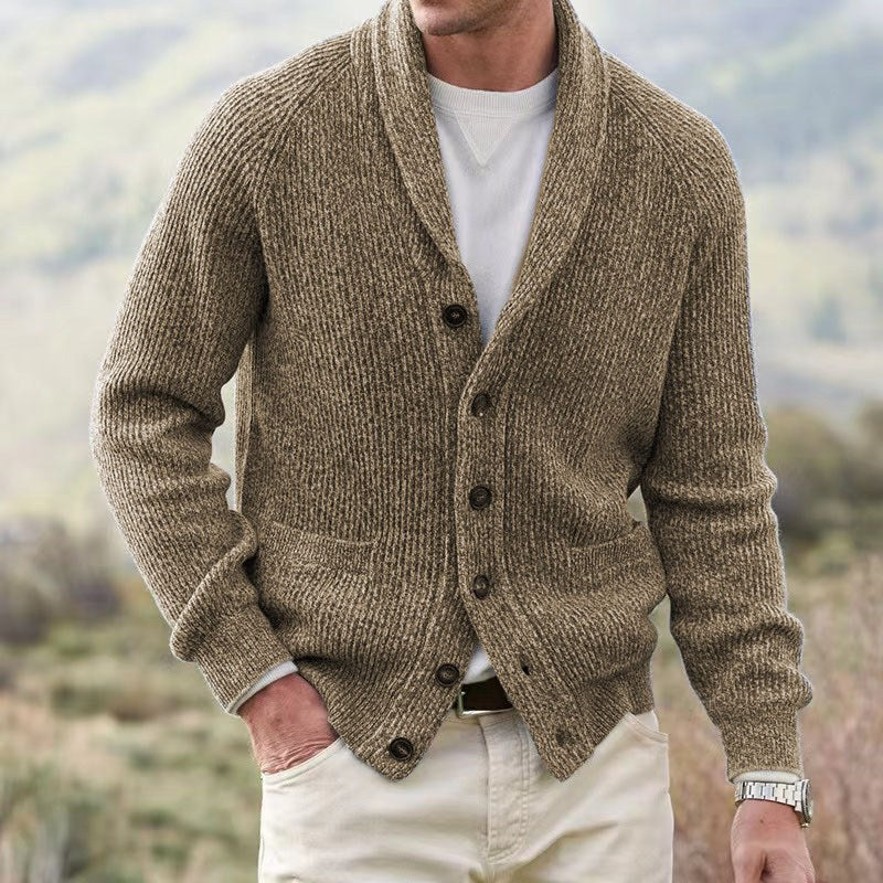 Men's knit shawl collar cardigan