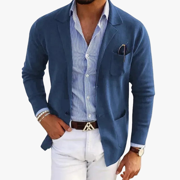 Men's Knit Coat with Notch Lapels and Patch Pockets product view