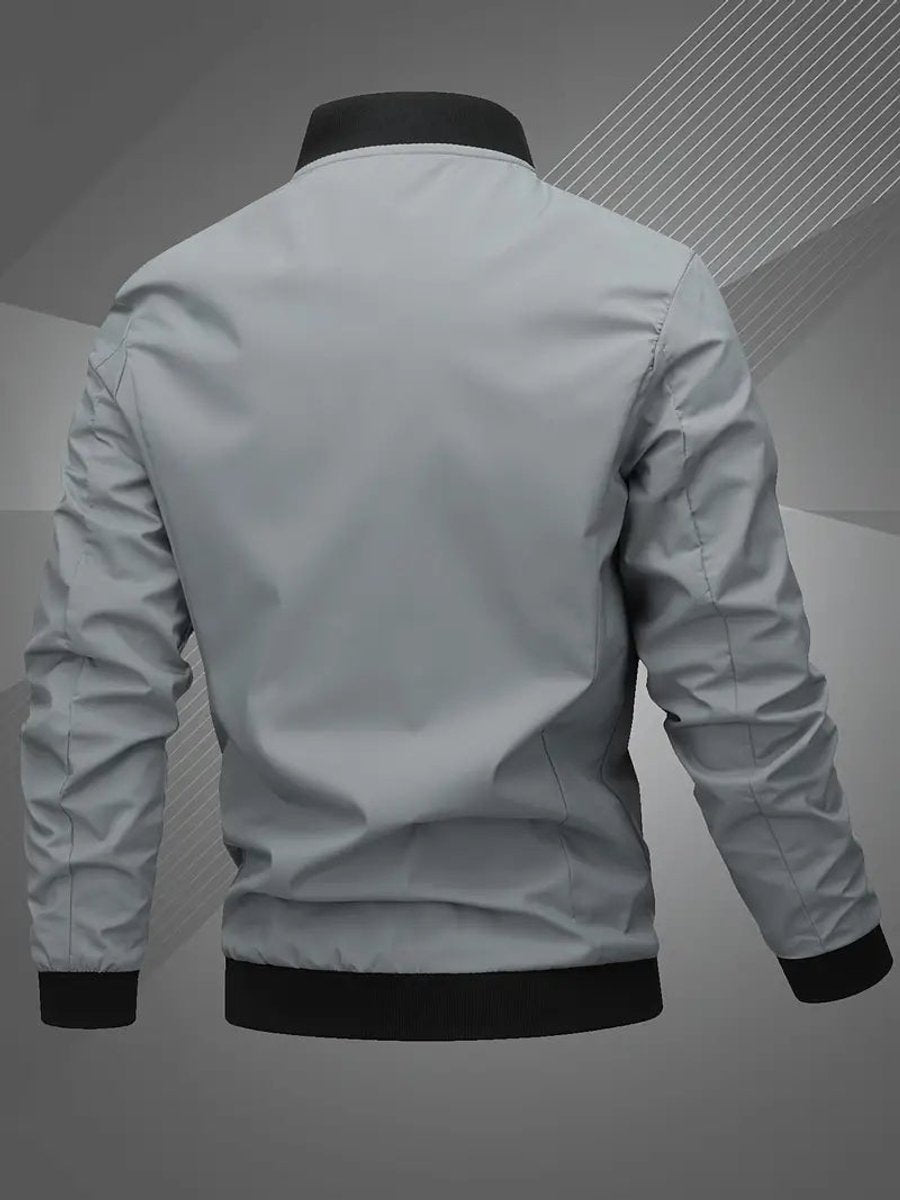Men's Casual Zip-Up Polyester Bomber Jacket Baseball Collar product view