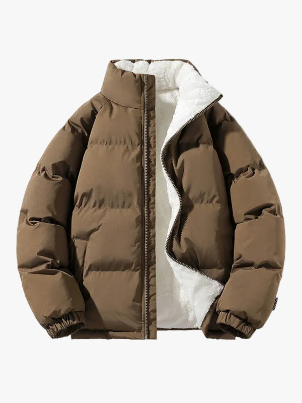 Men's Quilted Puffer Jacket With Zip Front And Stand Collar product view
