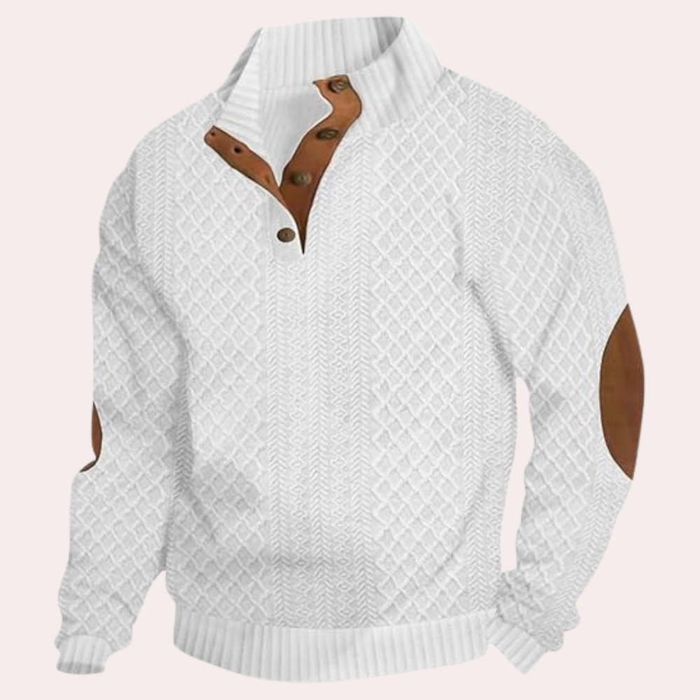 Warm Casual Men's Sweater with Button Closure product view