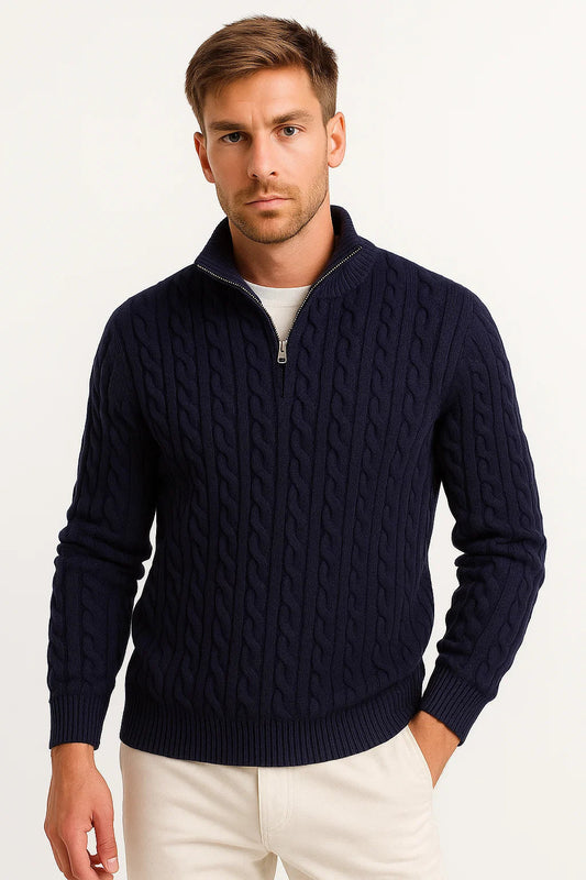 Cable-Knit Quarter-Zip Men's Sweater product view