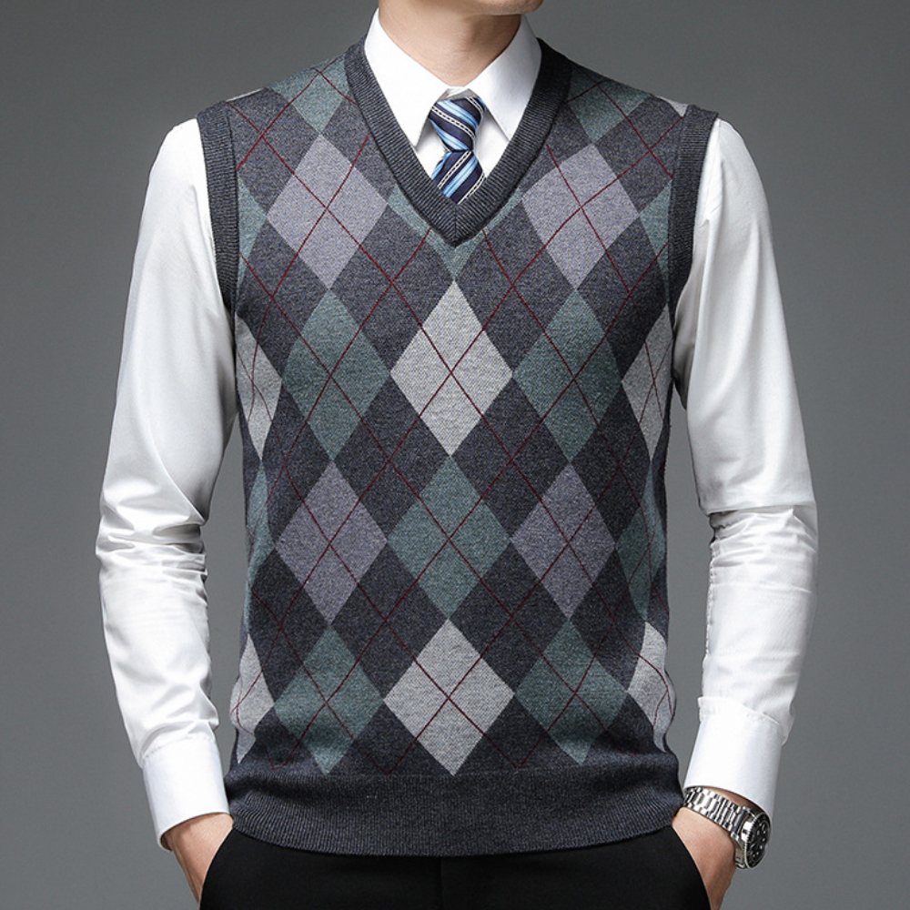 Gentlemen's Spencer with Stylish Argyle Pattern - Felix product view