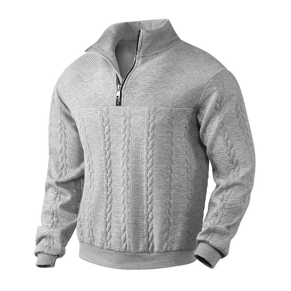Men's Cable Knit Sweater Quarter-Zip Pullover product view