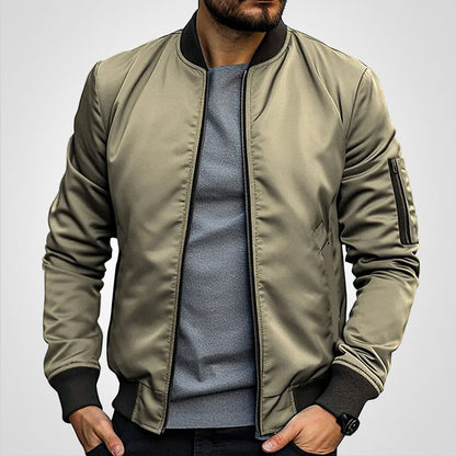 Men's Classic Slim-Fit Zip-Up Bomber Jacket product view