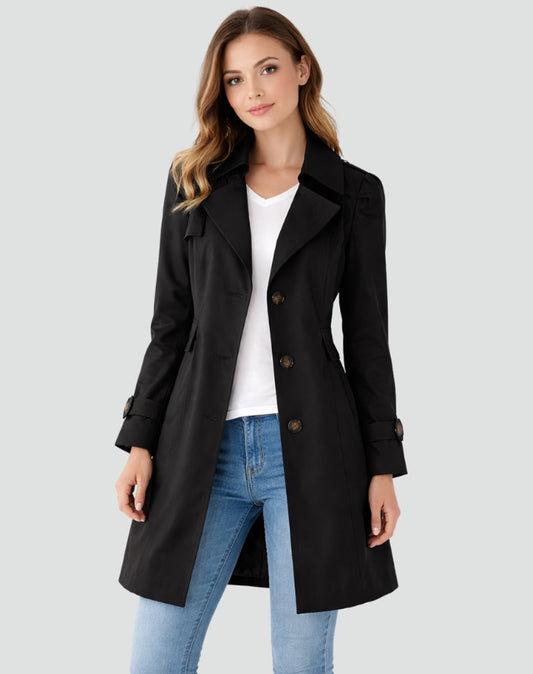 Women's Tailored Mid-Length Double-Breasted Trench Coat product view